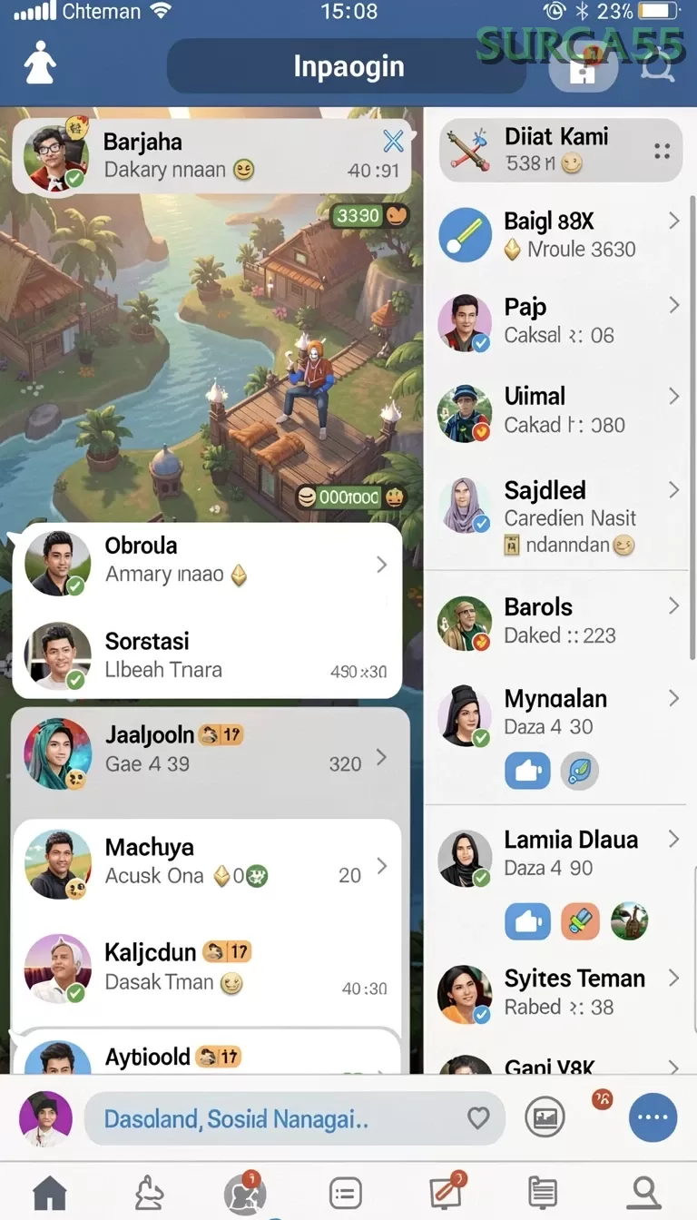Cuplikan layar TV888 — menu navigasi