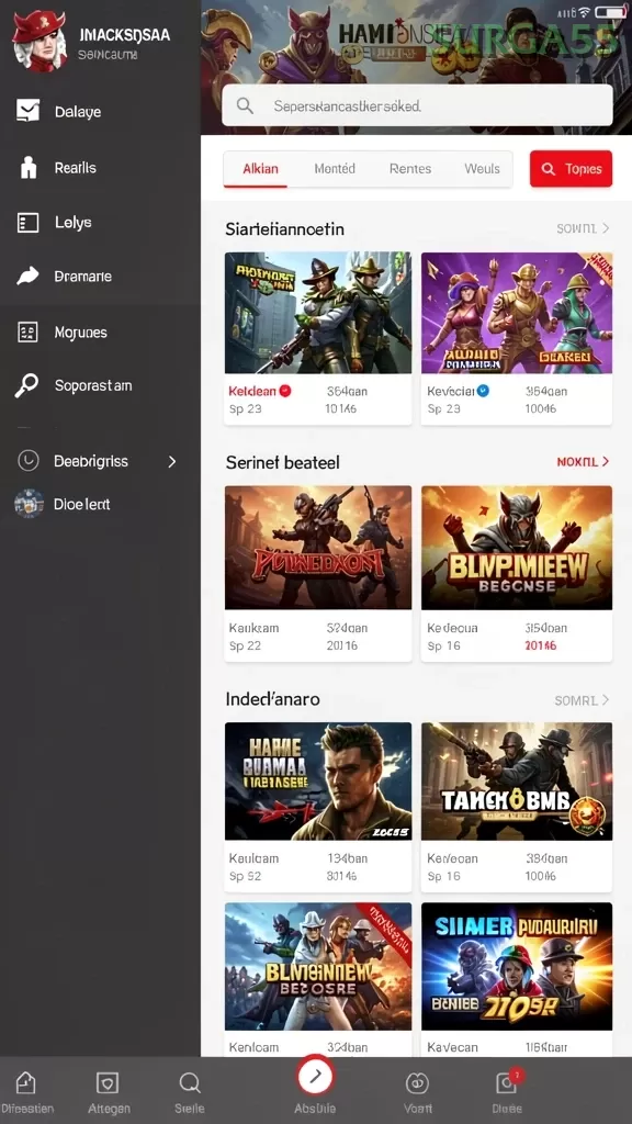 Cuplikan layar ZARA4D — menu navigasi